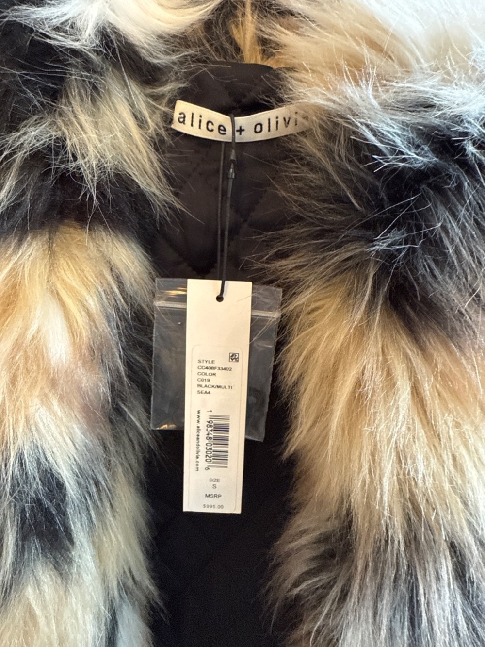 Alice + Olivia Yetta Faux Fur Animal Print Coat NWT Size S - Picture 3 of 7